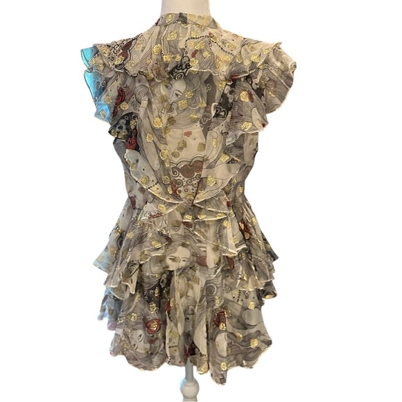 NWT Alexander McQueen Black with Gold Metallic Blouse - Picture 2 of 8